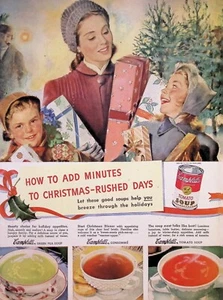 VINTAGE 1940s Print Ad ~ Campbell's Tomato Soup ~ Hearty Choice For Holiday... - Picture 1 of 1