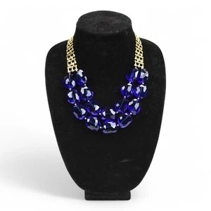 Vintage Jojo Chunky Statement Necklace Choker with Blue Glass Beads - Picture 1 of 4