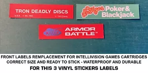 INTELLIVISION 3 FRONT LABELS GAMES CARTRIDGES DECAL STICKER REMPLACEMENT-DURABLE - Bild 1 von 4