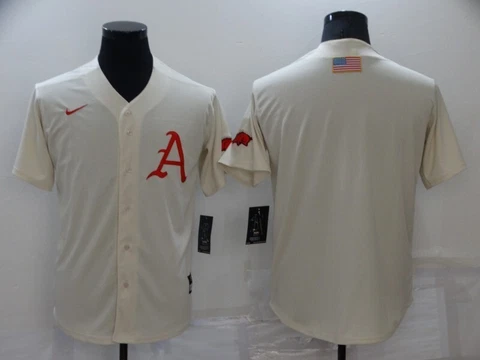 Men's Arkansas Razorbacks Baseball Replica white Jersey Shirt Cover