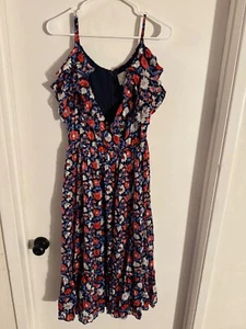 Women "Kate Spade" multciolor floral,ruffled sleeveless V-neck long dress.Size 6 - Picture 1 of 2