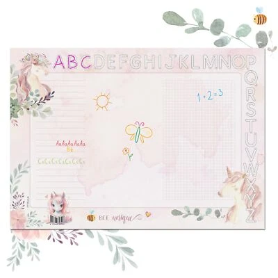 DIN A3 Schreibtischunterlage für Mädchen - Süßes Einhorn Design dickes 90g/m²... - Bild 1 von 4
