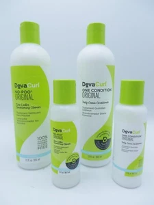 DEVA CURL NO POO ORIGINAL CLEANSER & ONE CONDITION 12 OZ WITH TRAVEL SIZE 3 OZ! - Picture 1 of 4