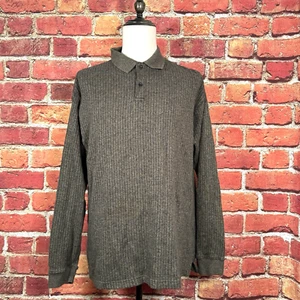 Suéter Pierre Cardin Para Hombre XL Marrón Rayas Manga Larga 1/4 Dos Botones Cuello - Imagen 1 de 9