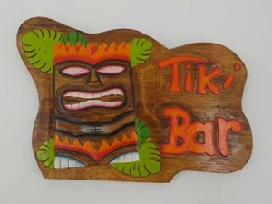 11X16 PAINTED WOOD TIKI BAR WALL HANGING TOTEM FACE HAWAIIAN LUAU PARTY PALMS - Picture 1 of 8