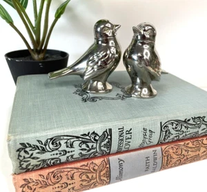 Salière et poivrière vintage ton argent oiseau made in USA #1102 lourde - Photo 1/15