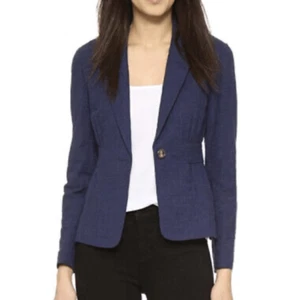 Diane Von Furstenberg Blue Gavyn Blazer Size 4 US - Picture 1 of 6