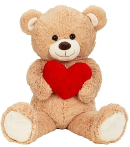 XXL Teddybär creme mit Herz Kuschelbär 100cm Teddy Bär Kuscheltier - Bild 1 von 4