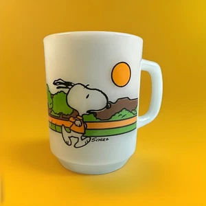 Vintage Anchor Hocking Schulz Snoopy Becher Tasse Fit halten ist harte Arbeit - Bild 1 von 8