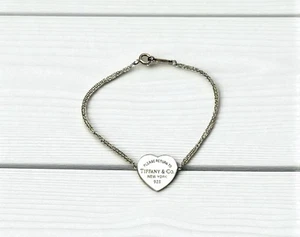 Tiffany & Co. Return to Tiffany Heart Tag Double Chain Bracelet 925 Authentic - Picture 1 of 8