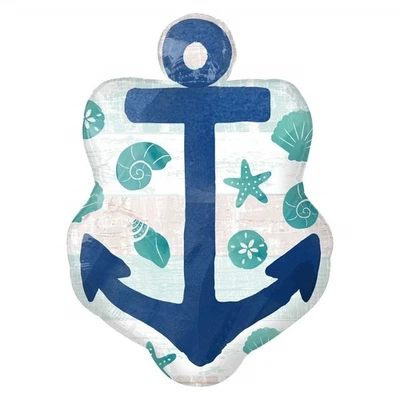 XL 30" Mar Arena Sol Ancla Lámina Globo Super Forma Mylar Fiesta Náutica Foto 1 de 3