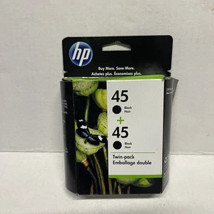 HP 45 Black Color Ink Twin Combo Ginuwine New Unopened Sealed Cartridge Printer - Picture 1 of 9