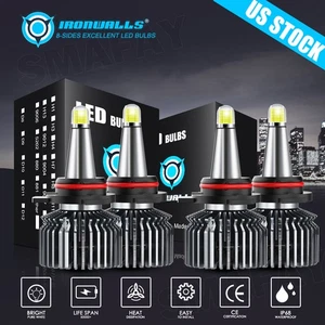 4/6/8 Sides 9005+9006 LED Combo COB LED Headlight Kit Bulbs High Low Beam 6000K - Picture 1 of 16