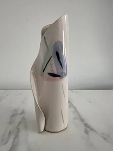 Vintage MCM Hilborn Signed Abstract Art Pottery Ceramic Curled Bud Vase 9.5” - Picture 1 of 7