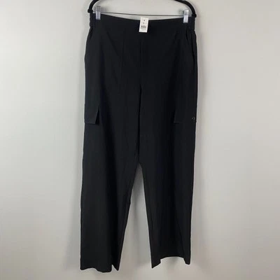 Lou & Grey Cargo Wide Leg Pull On Pants Size Large Pull On Black Stretch - Image 1 of 4