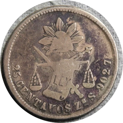 elf Mexico 25 Centavos 1879 ZsS Silver - Image 1 of 2