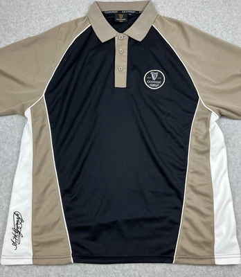 吉尼斯高尔夫 Polo 衫 XXL 黑色棕褐色性能竖琴标志色块男式 — 第 1/4 张图片