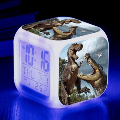 Colorido LED Reloj Despertador Dinosaurio Brillante Electrónico Digital Reloj de Escritorio 3.15" Foto 1 de 4