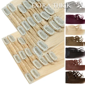 Extensiones de cabello 100 % real de doble trama gruesa con clip 8-24 pulgadas #RUBIO - Imagen 1 de 46