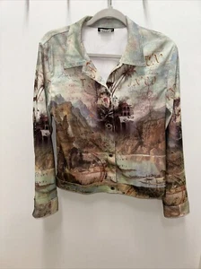 Impulse California Palm Print Long Sleeve Stretch Jacket Womens Large USA Made M - Picture 1 of 5