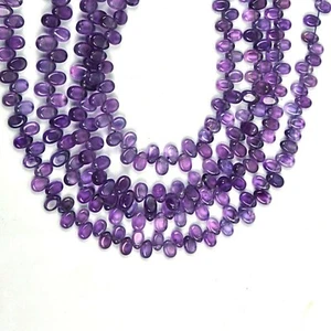 Natural Amethyst 18 Inch Strand 3x5-4x6 MM Gemstone Beads Smooth Pear Shape - Picture 1 of 5