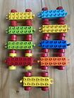(9) Lego Duplo Train Car Base Lot 2x6 Colors: Blue Red Yellow Open Hitch Clean E