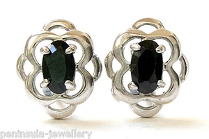 Sterling Silver CZ Studs Black Celtic Earrings Gift Boxed Made in UK - Picture 1 of 6