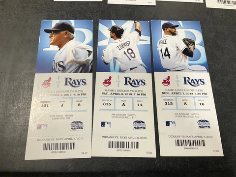 TAMPA BAY RAYS 2013 TICKET STUB 4/5/13-4/6/13-4/7/13 VS INDIANS Cover