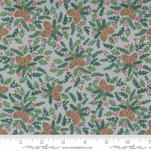 Home Sweet Holidays by Deb Strain Gray 56004 Pinecones Holly 1 Yd - Picture 1 of 1
