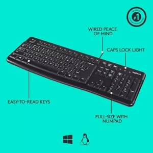 Pack of 10 - Logitech K120 Wired Keyboard, Plug and Play, Full-Size NEW - Picture 1 of 5