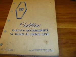 1973 Cadillac Fleetwood 75 Numerical Price List Parts Catalog Manual - Picture 1 of 1