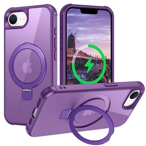 For iPhone 16 Pro Max 16e 15 14 13 11 Shockproof Magnetic Ring Stand Clear Case - Picture 1 of 17