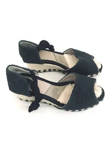 UGG 1652 Damen-Sandalen Größe 6 schwarz Espadrille Keilabsatz Knöchelriemen zehenfrei - Bild 1 von 9