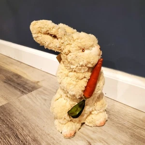 9" Department 56 bunny RABBIT beige  flocked With Carrot - Picture 1 of 6