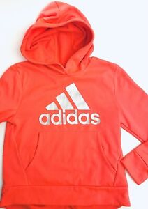 Adidas Hoodie Youth Medium 10/12 Polyester Coral Silver Trademark
