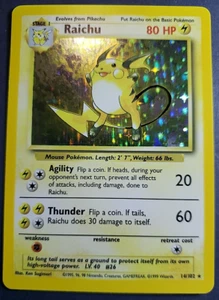1999 Pokemon Base Unlimited #14 Raichu HOLO Rare Pokémon Gaming - Picture 1 of 4