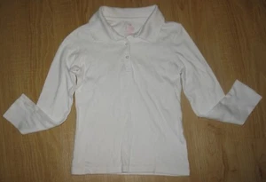 CHAPS - GIRL'S 7 - WHITE LONG SLEEVE SCHOOLWEAR - COT BLEND KNIT TOP WITH COLLAR - Picture 1 of 3