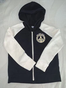 Old Navy Girls Black Peace Sign Hoodie Size L/10-12 JJ1 - Picture 1 of 6