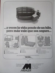 1/1986 PUB MEHLER VARIO SYSTEM FULDA KUGELSCHUTZWESTE RÜSTUNG ORIGINAL SPANISCHE ANZEIGE - Bild 1 von 1
