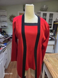 Exclusively Misook Cardigan Jacket Tank Top Shell Twinset PETITE SMALL Knit - Picture 1 of 20