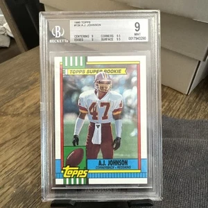 1990 TOPPS FOOTBALL Card #124 A.J. Johnson No disclaimer on back BGS 9 - Picture 1 of 2