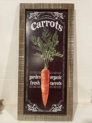 Kitchen Carrot Wall Decor Chalkboard Sign Style Farmhouse Garden Framed 23x11 - Image 1 of 4