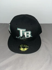 New Era 7 5/8 Hat Club *Exclusivo* Midnight Mint Tampa Bay Rays 59FIFTY Negro - Imagen 1 de 9