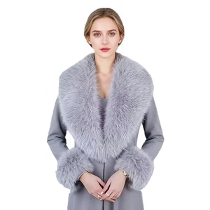 Conjunto de puños con cuello de piel sintética cálido bufanda de piel falsa invierno mujeres chal esponjoso bufandas  - Imagen 1 de 17