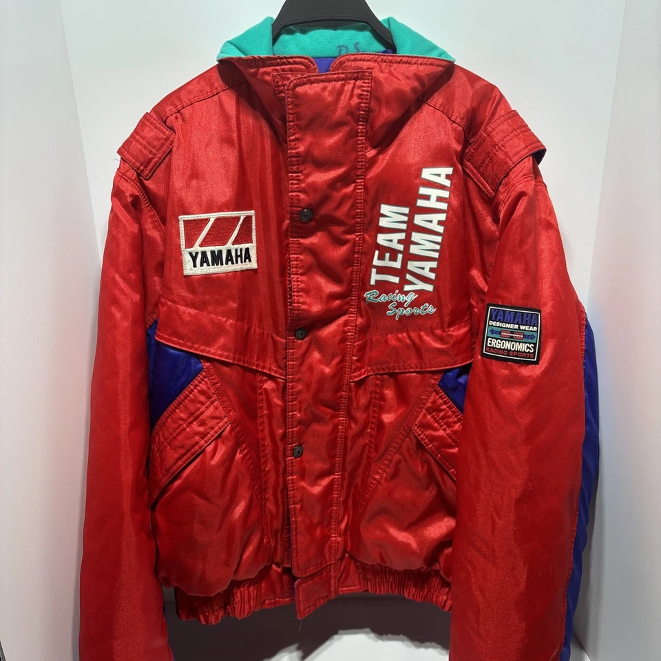 Vintage Team Yamaha Racing Sports Winter Jacket Red/Purple Size L Donny Schmit - Image 1 of 4