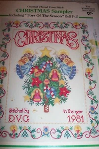 CHRISTMAS SAMPLER & JOYS OF SEASON BELL PULL COUNTED CROSS STITCH PATTERN 1981 - Picture 1 of 1