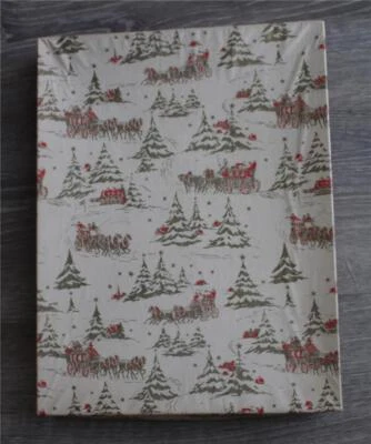 Caja de Navidad Vacía Vintage Puente de Paja y Tela Rojo y Dorado Retro Años 50 60 Foto 1 de 4