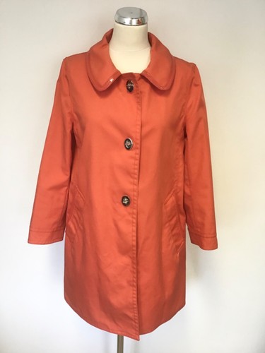 IMPERMEABILE COACH CORALLO ROSSO COTONE 3 4 MANICHE MAC TAGLIA 10 UK 14