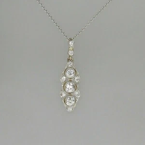 Vintage Perfect Art Deco Anhänger 14K Gelbgold Oberfläche 2Kt Labor erstellt Diamant - Bild 1 von 3