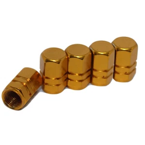 5x Premium Gold Aluminum Tire/Wheel Air Valve Stem Caps for Car Truck Hot Rod - Picture 1 of 2